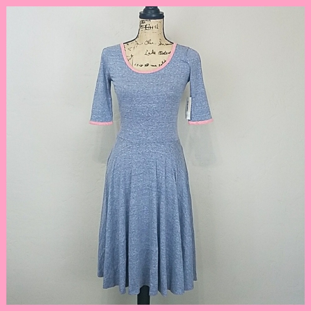 LuLaRoe Blue Heathered Nicole Dress Size S